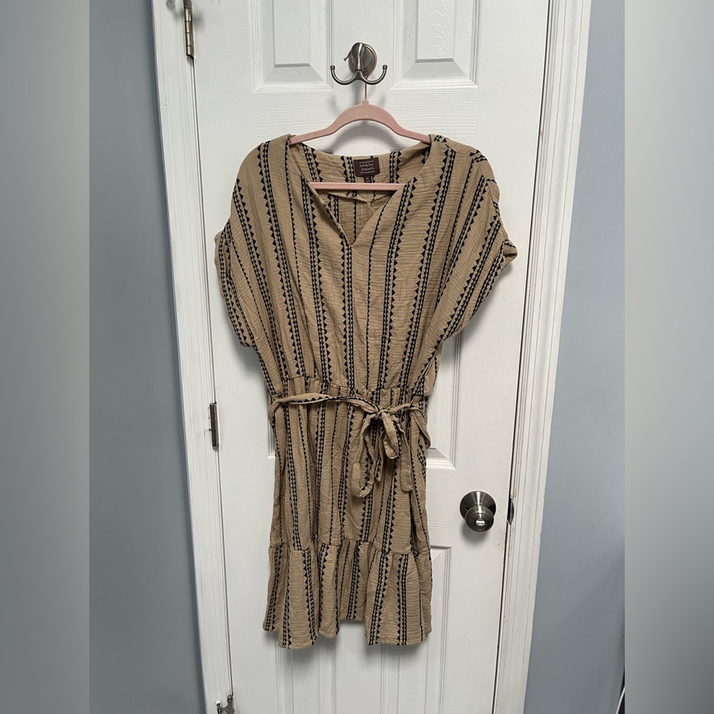 Boho Short Sleeve Dress Gauze Size XL 100% Cotton Embroidered Berkley Jensen